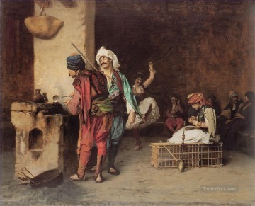  Cafe Painting - A Cafe in Cairo Arab Jean Leon Gerome